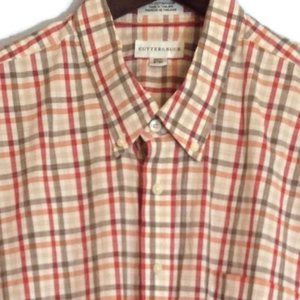 Cutter & Buck Mens Red Orange Black Plaid Button Down Shirt 2XT
